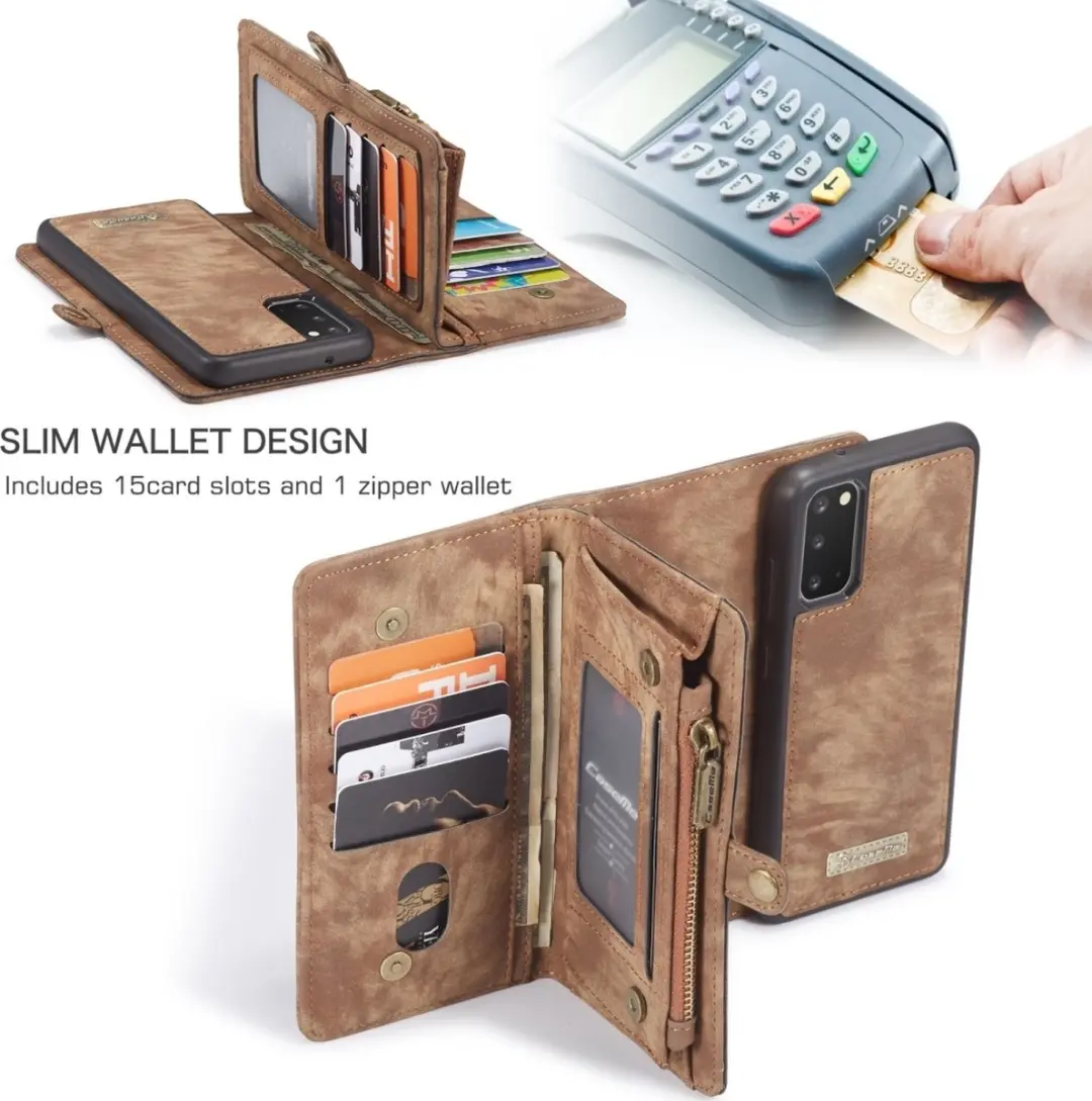 Caseme 008 Telefoonhoesje Samsung Galaxy S20 - 2in1 Bookcase Portemonnee Bruin - afbeelding 6 van 6