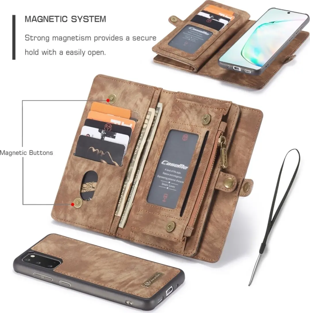 Caseme 008 Telefoonhoesje Samsung Galaxy S20 - 2in1 Bookcase Portemonnee Bruin