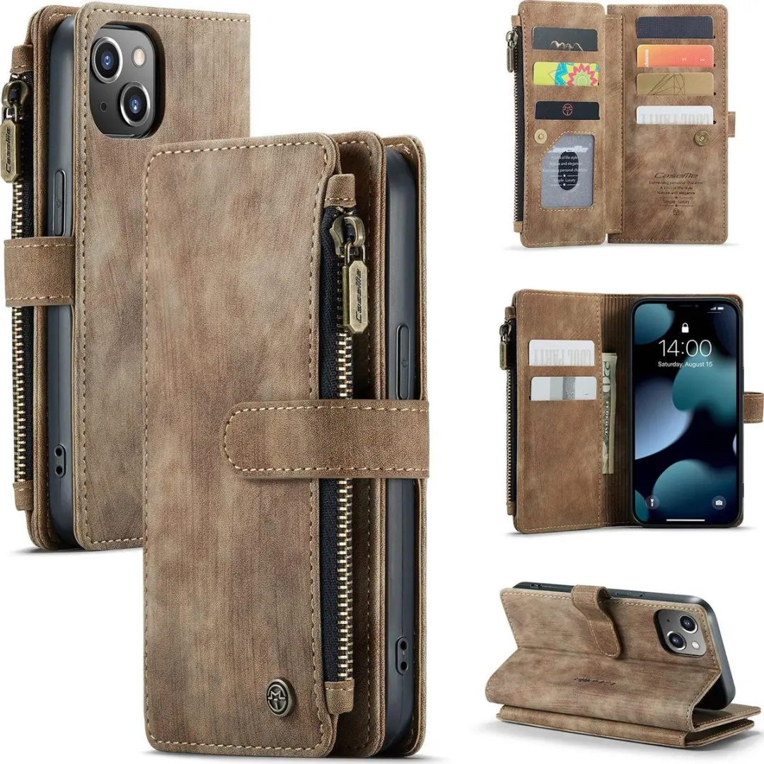 Caseme iPhone Billfold Lederen Hoes - 13 Pasjes - Bruin - MPN 614520