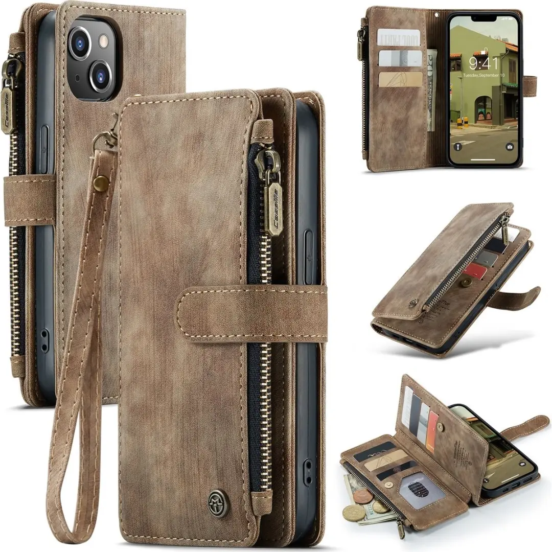 Caseme C30 Bookcase Portemonnee iPhone 14 Plus - 10 Pasjes - Bruin
