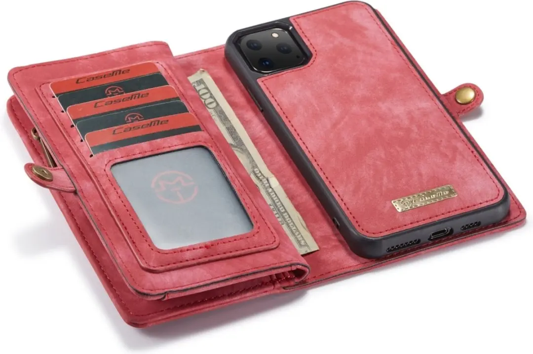 CaseMe Luxury Wallet Case 563644 - Rood - 8 Pasjes - afbeelding 6 van 6