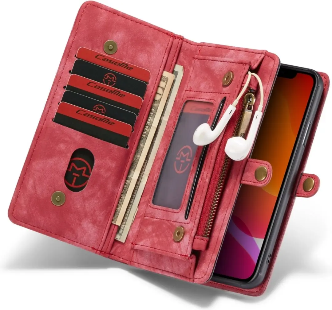 CaseMe Luxury Wallet Case 563644 - Rood - 8 Pasjes