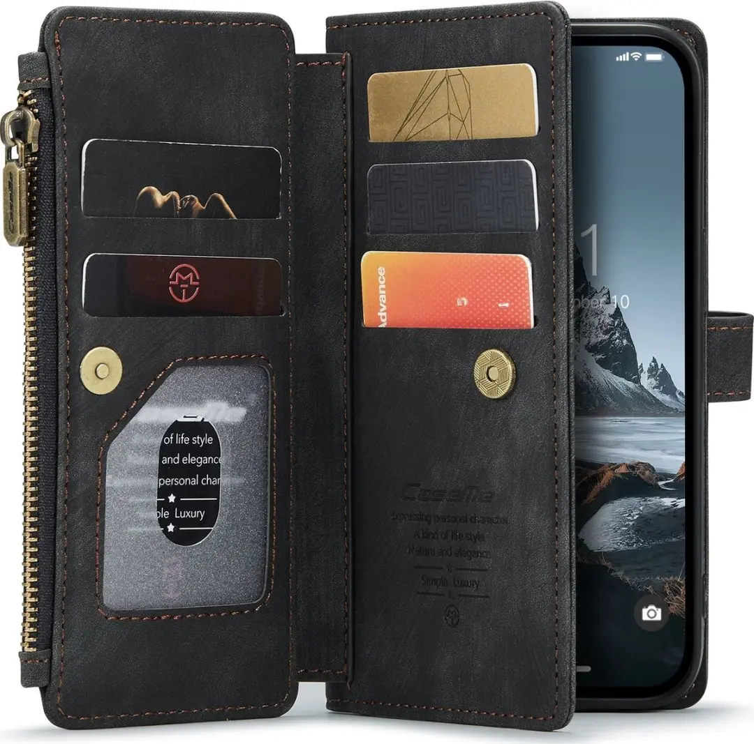 Caseme Apple iPhone 14 Pro Kunstlederen Bookcase Hoesje 11-8032597 - Zwart