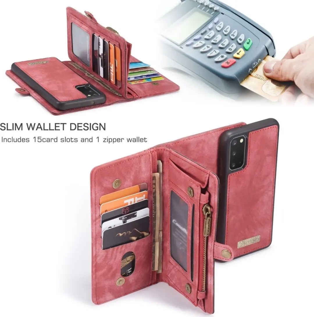 Caseme 008 Telefoonhoesje Samsung Galaxy S20 - 2in1 Bookcase Rood - afbeelding 6 van 6