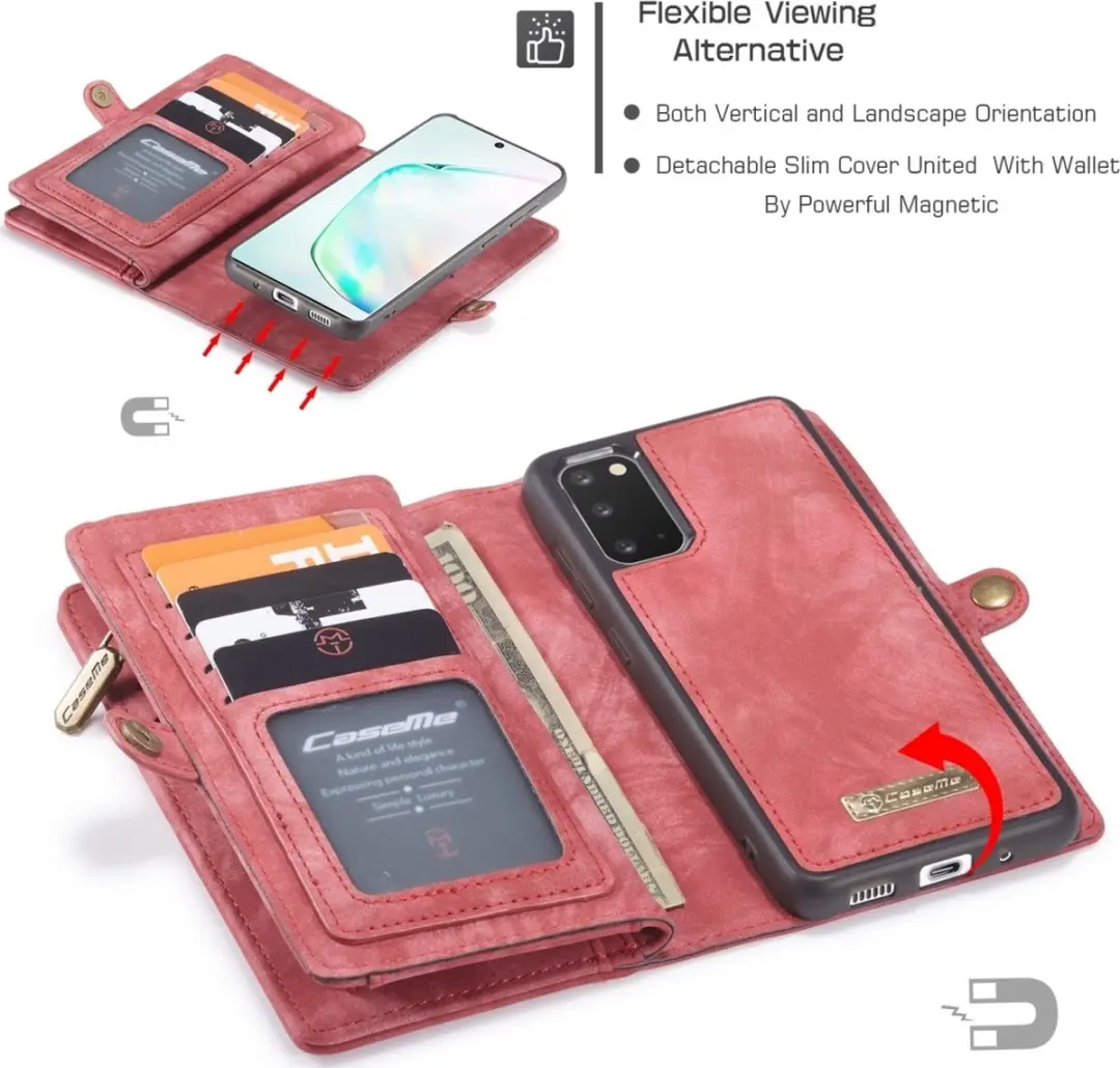 Caseme 008 Telefoonhoesje Samsung Galaxy S20 - 2in1 Bookcase Rood