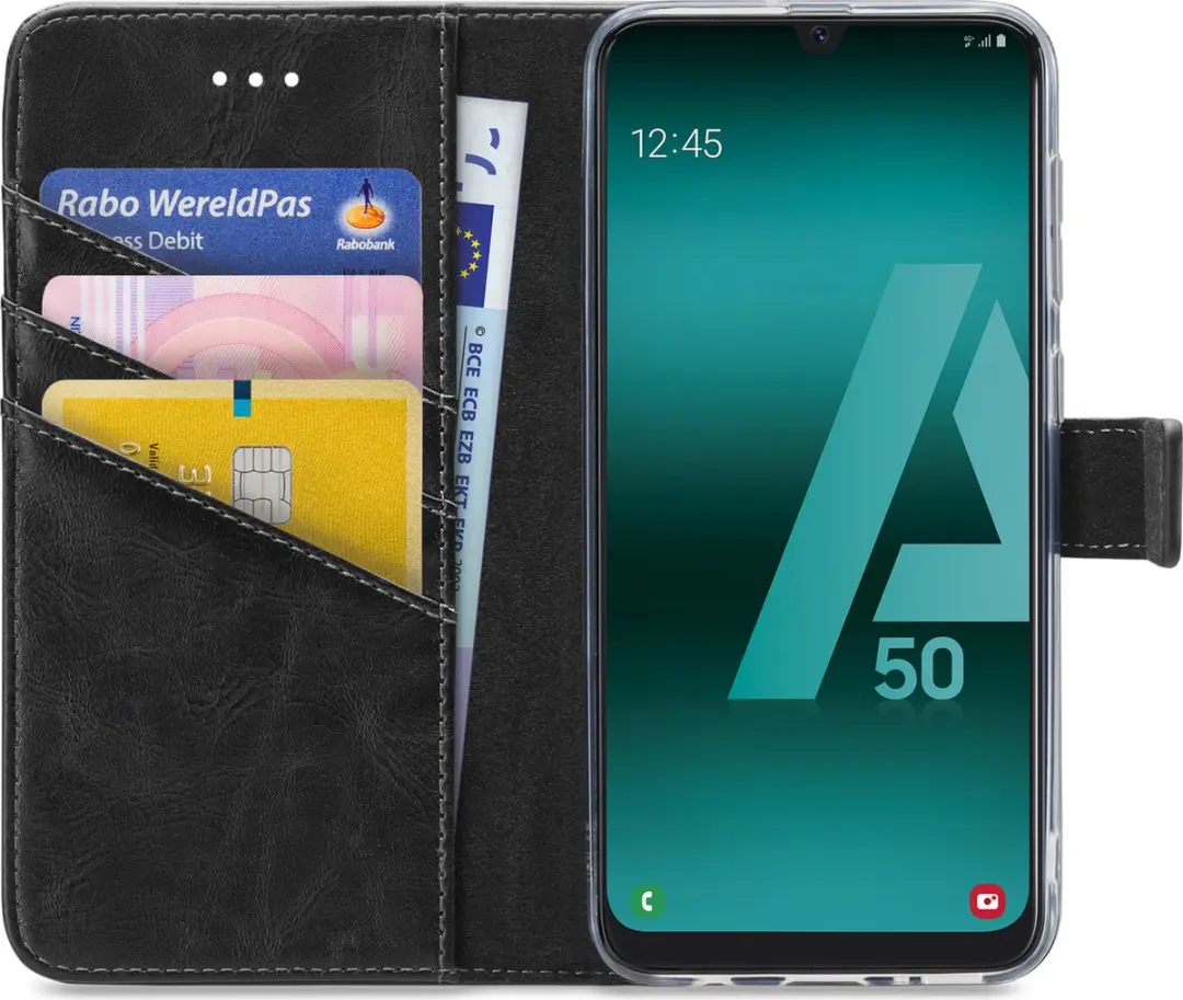 My Style MSFWLT1031 Telefoonhoesje Samsung Galaxy A30s - 3 Pasjeshouder - Zwart