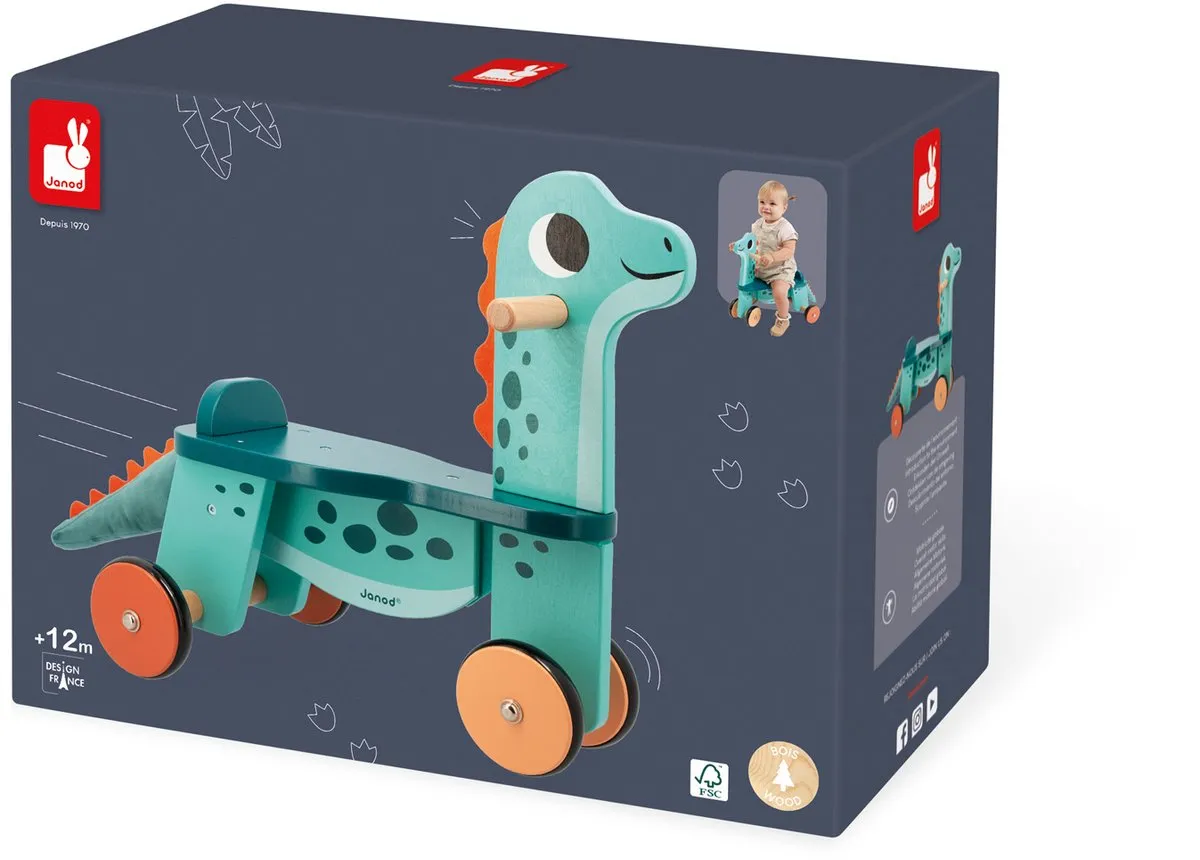 Janod Portosaurus Houten Loopfiets - Multikleur - J05828 - afbeelding 6 van 6