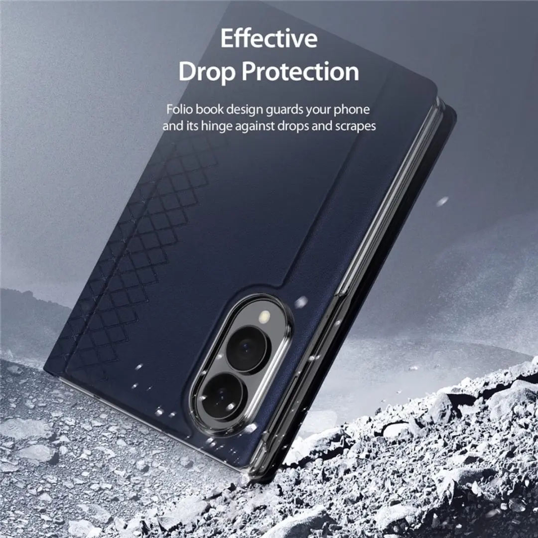 Dux Ducis Leren Hoes Bookcase Samsung Galaxy Z Fold8 - Donkerblauw
