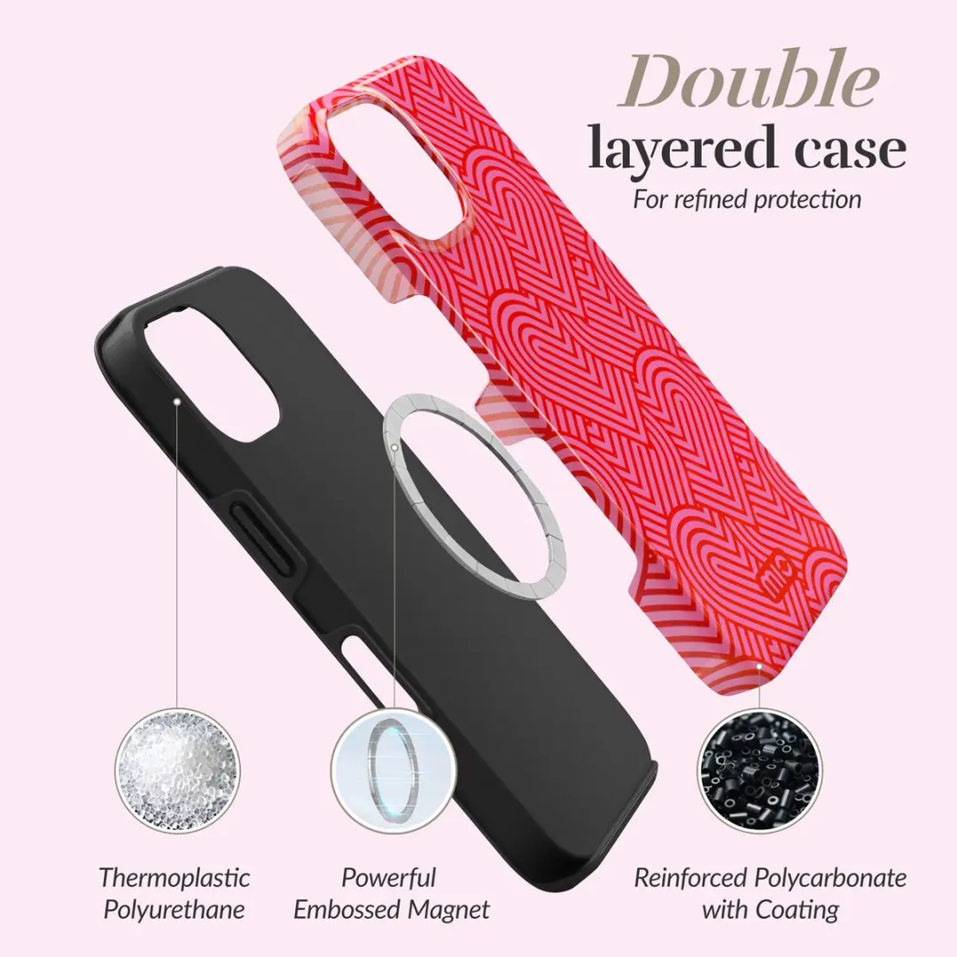 Mio by Mobilize Hoesje iPhone 16 Plus - MagSafe - Rood/Roze/Print