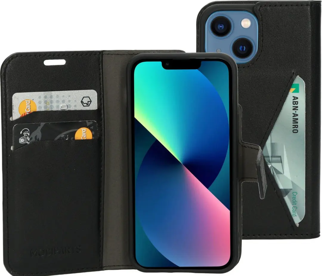 Mobiparts iPhone 13 Mini Wallet Hoesje - 3 Pasjes - Zwart