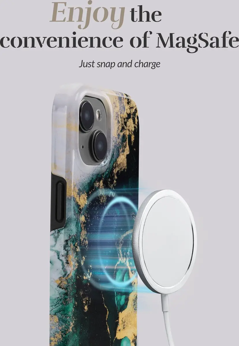 Mobilize Mio iPhone 14 MagSafe Hoesje - Groen Marble