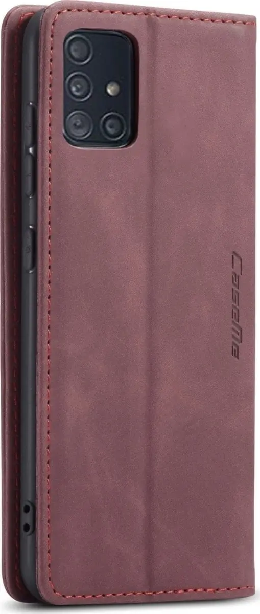 Caseme Samsung Galaxy A51 Kunstlederen Bookcase Hoesje - Rood - 2 Pasjes
