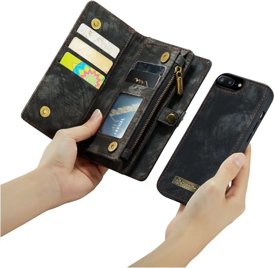Caseme 008 Telefoonhoesje iPhone 8 Plus - 2in1 Bookcase - 8 Pasjes - Zwart