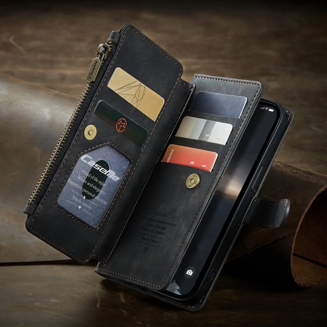 CaseMe iPhone 14 Wallet Book Hoesje - 7 Pasjes - Zwart - afbeelding 6 van 6