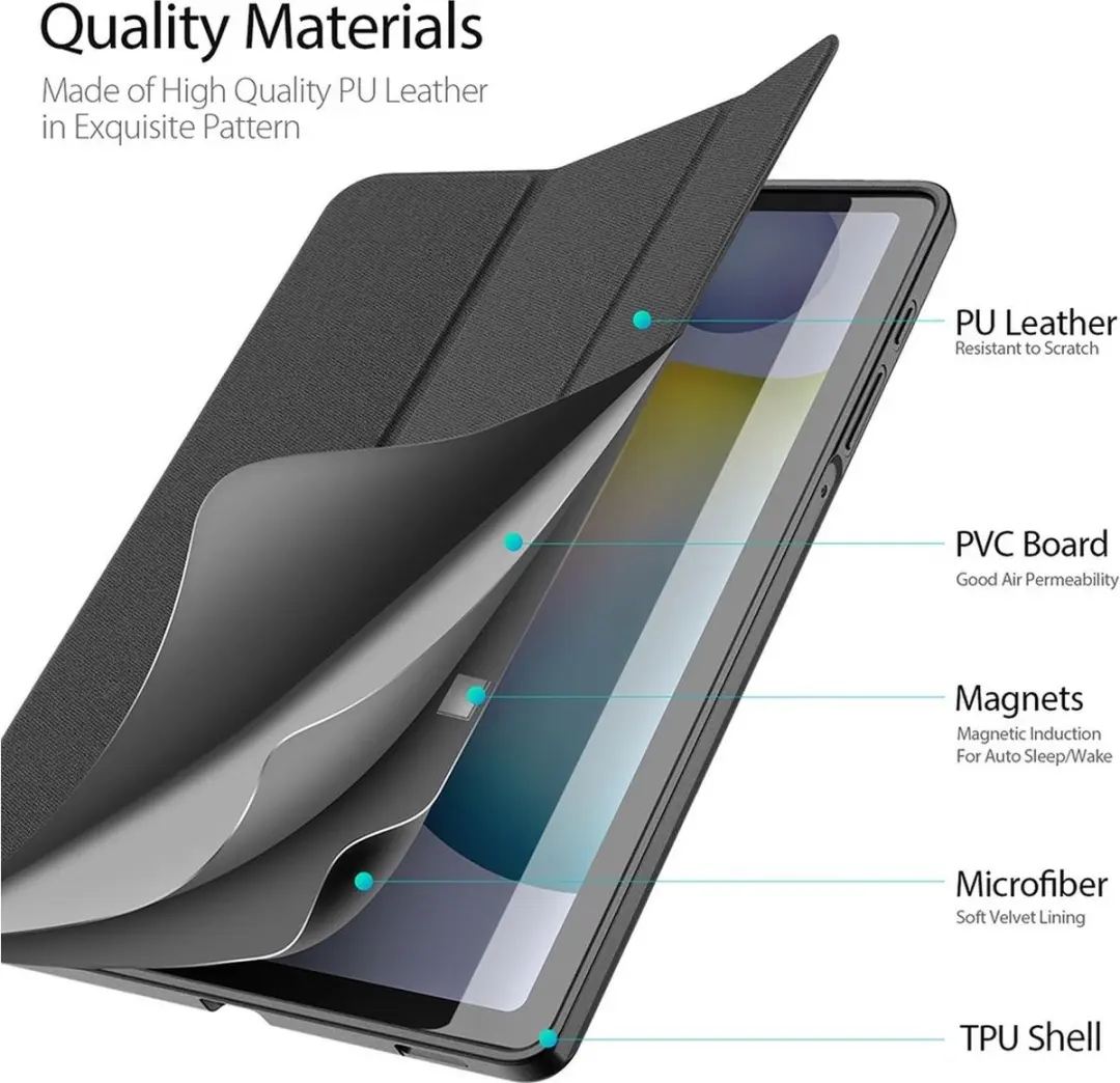 Dux Ducis Domo Bookcase + Stylushouder Samsung Galaxy Tab S6 Lite - 10.4" - Zwart