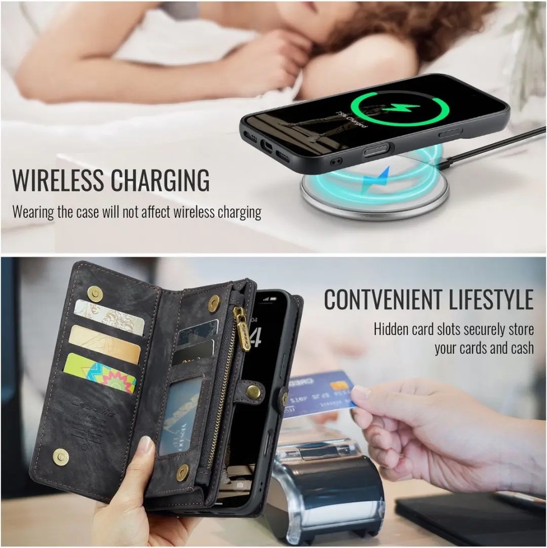 Caseme 008 Telefoonhoesje iPhone 16 Pro - 2in1 Bookcase - Zwart
