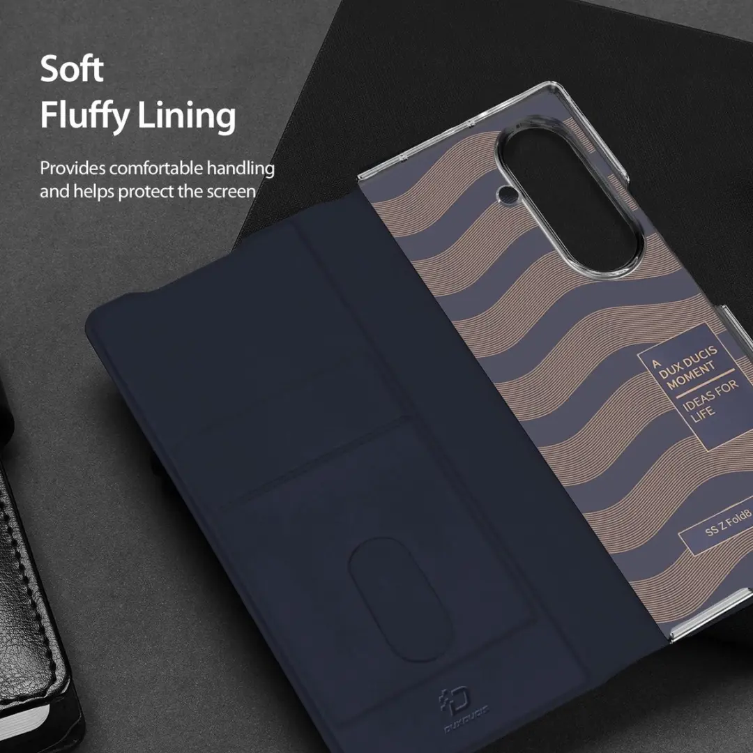 Dux Ducis Samsung Galaxy Z Fold8 PU Leren Hoes - Bookcase - Donkerblauw
