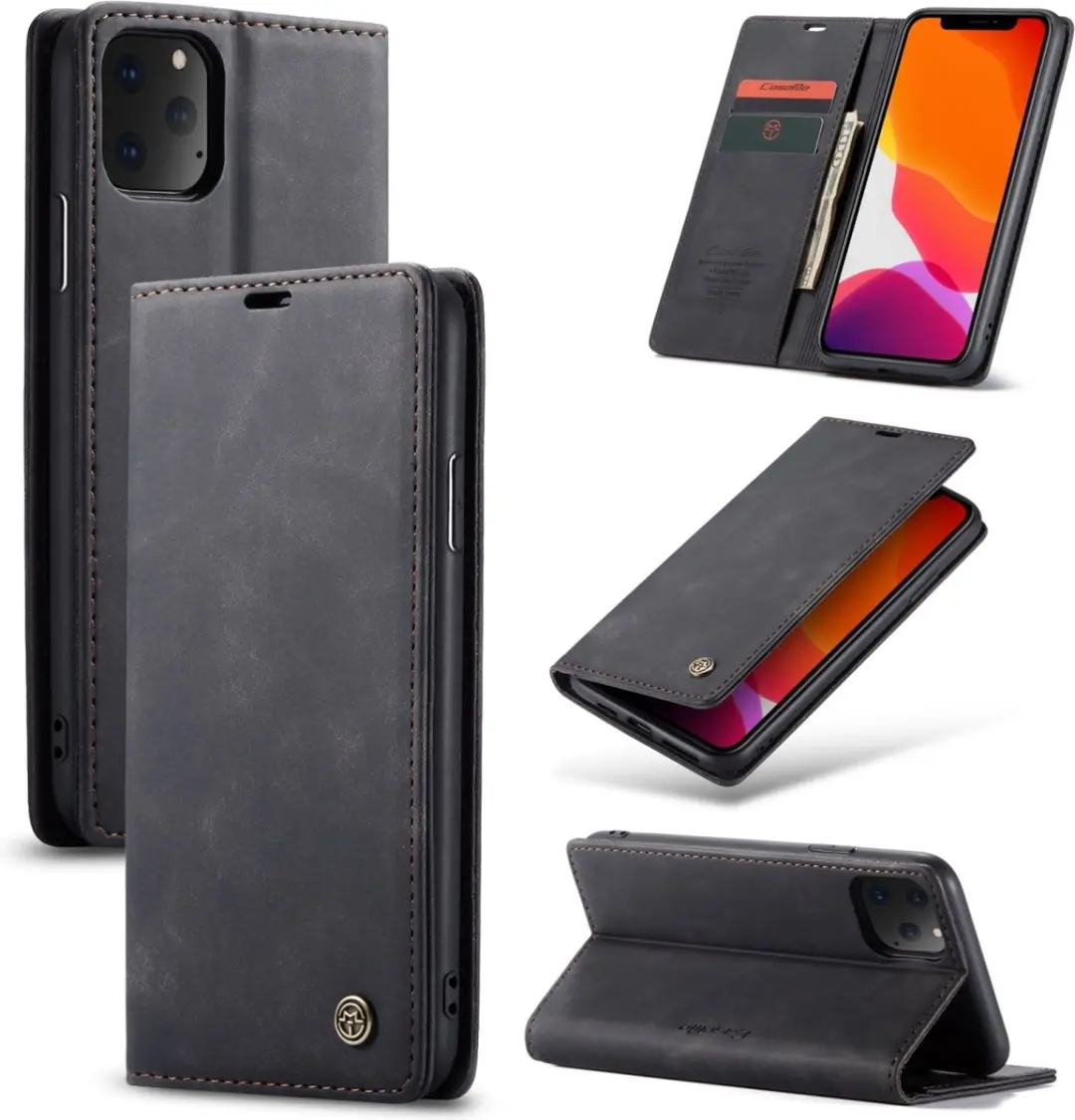 Caseme iPhone 11 Pro Bookcase Hoesje - Kunstleder - 2 Pasjes - Zwart - afbeelding 6 van 6