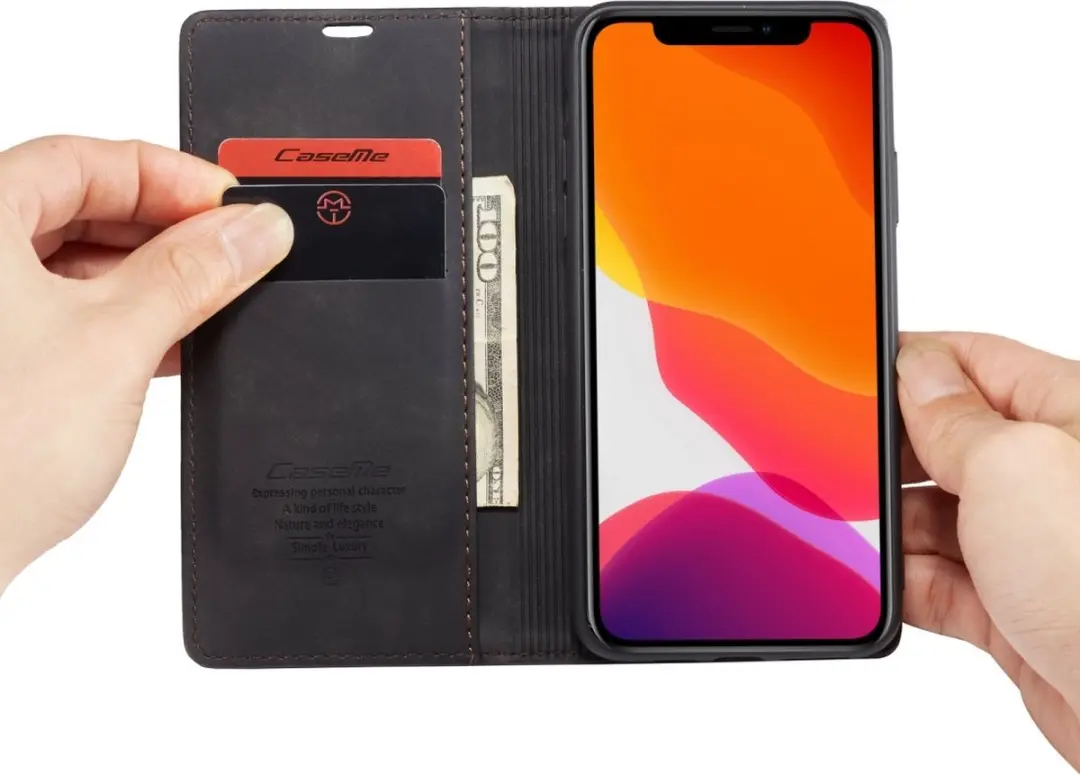 Caseme iPhone 11 Pro Bookcase Hoesje - Kunstleder - 2 Pasjes - Zwart