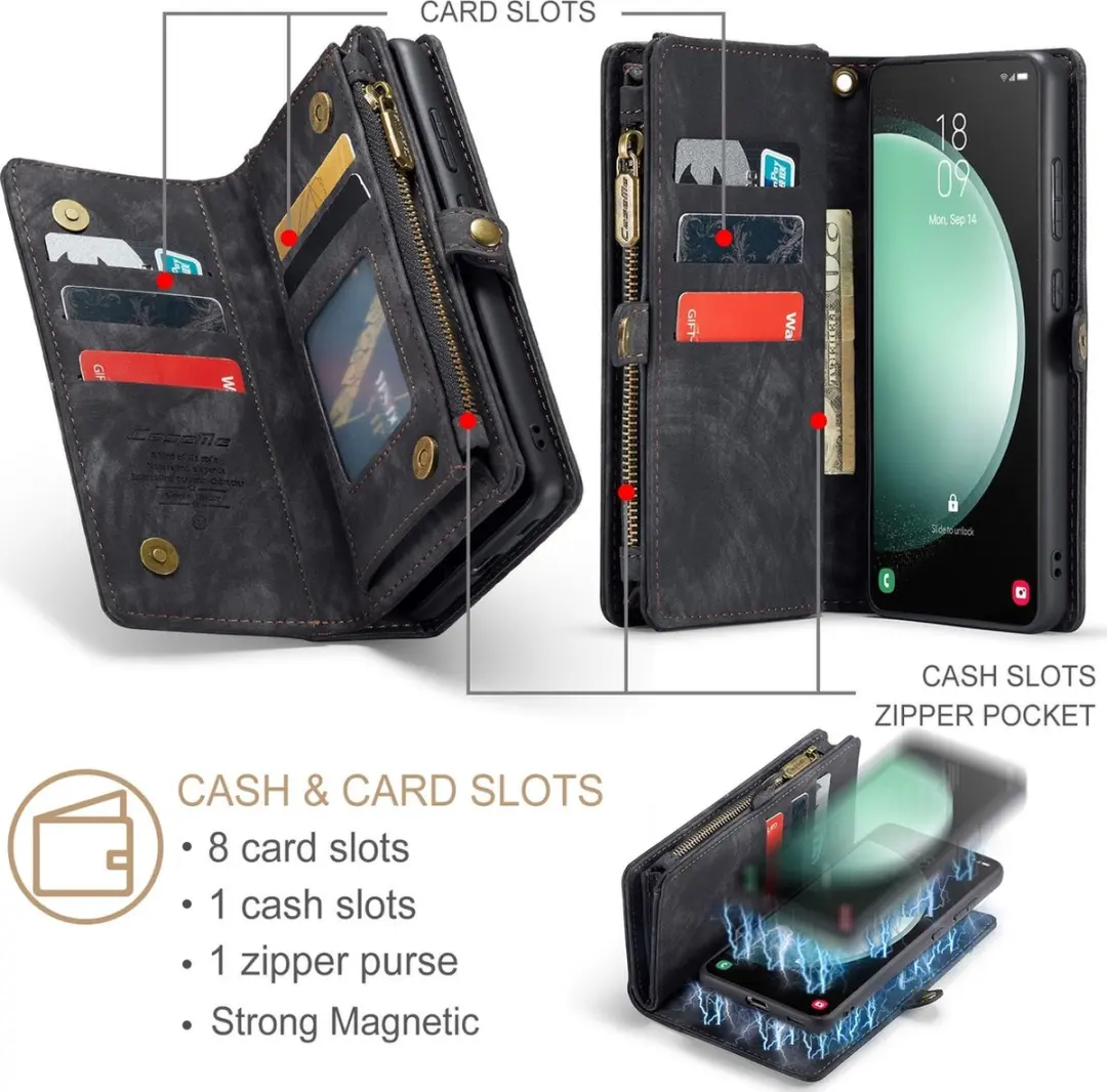 Caseme 008 Telefoonhoesje Samsung Galaxy S23 FE - 2in1 Bookcase - Zwart