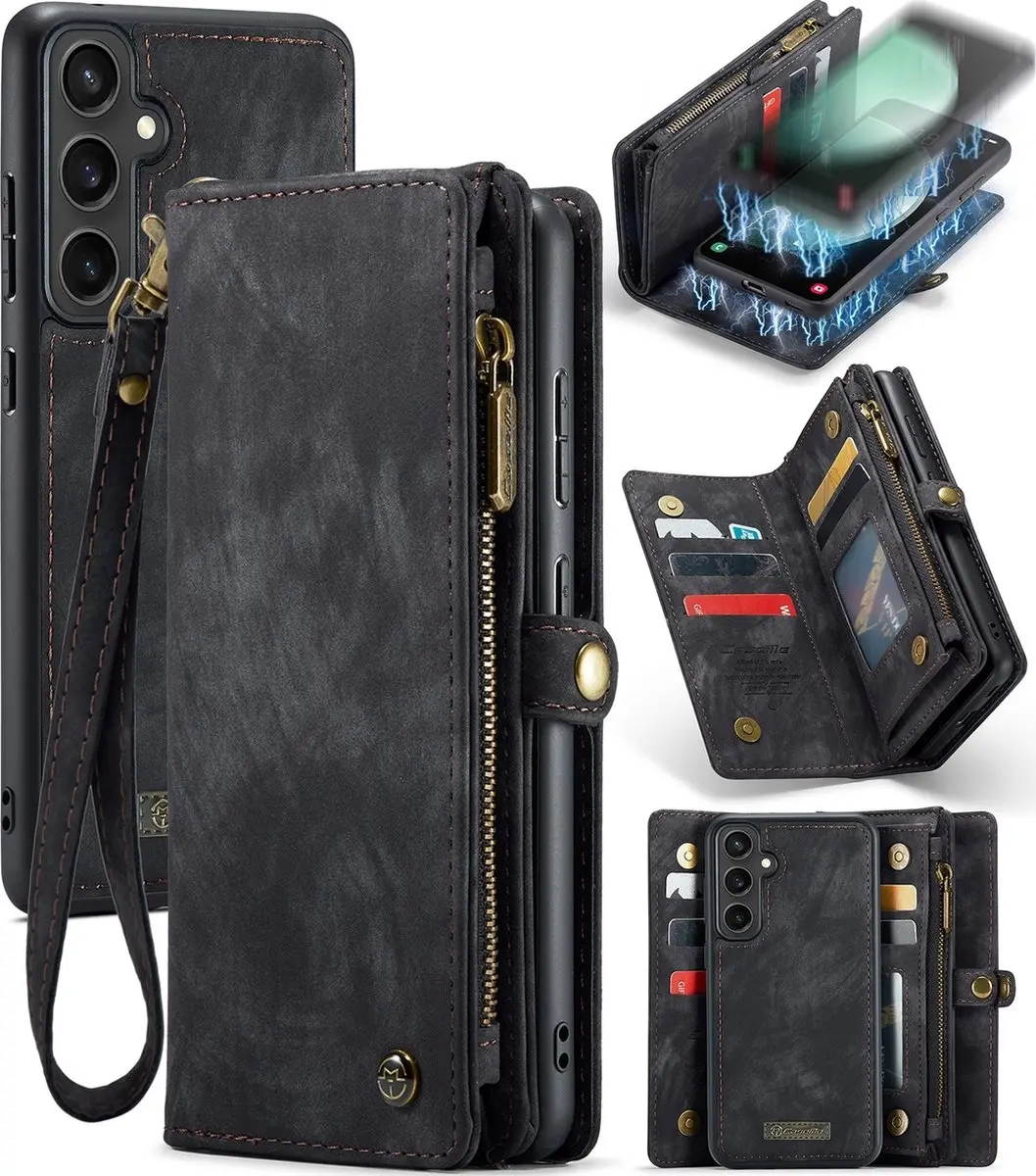 Caseme 008 Telefoonhoesje Samsung Galaxy S23 FE - 2in1 Bookcase - Zwart