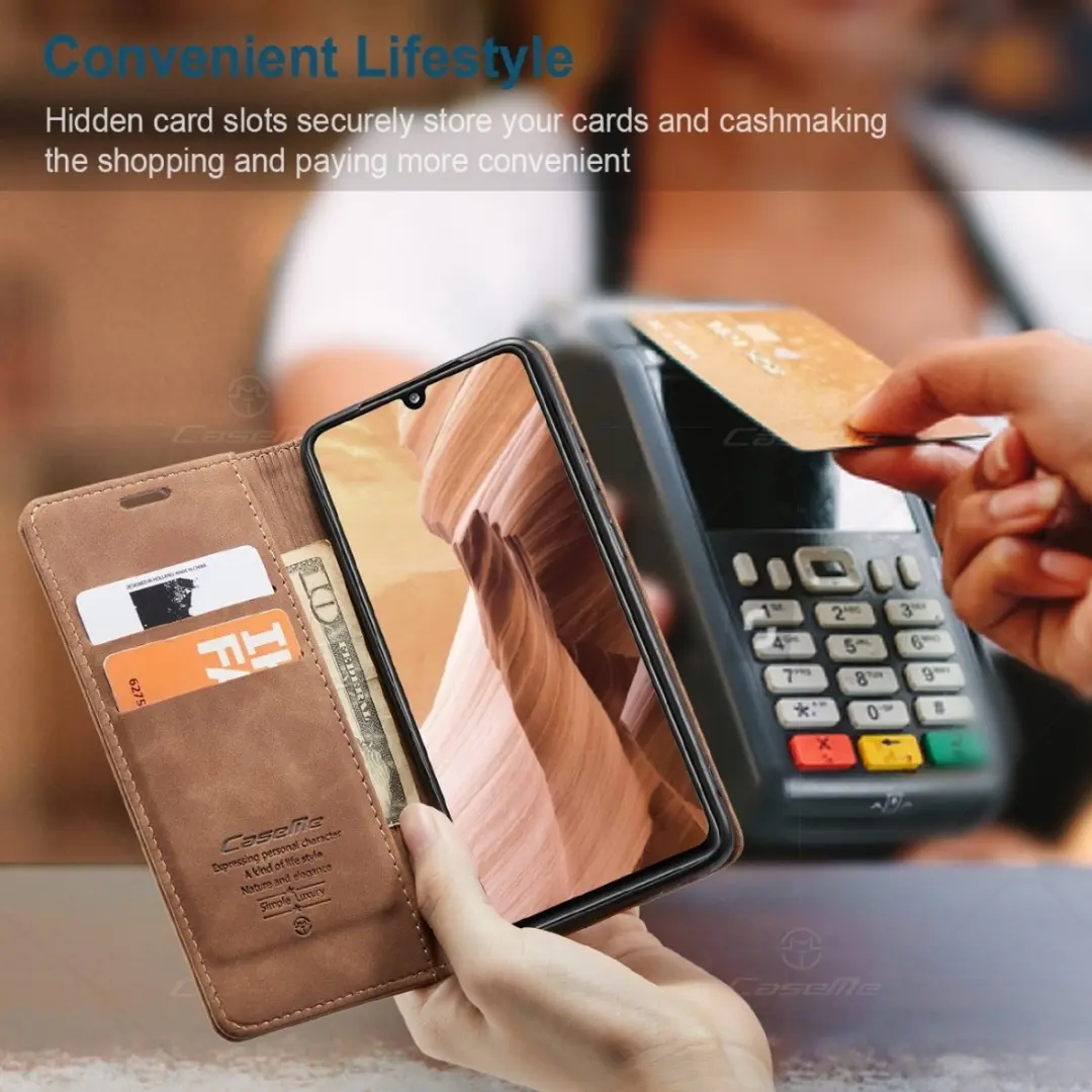 Caseme Samsung Galaxy A41 Kunstlederen Bookcase Hoesje - 2 Pasjes - Bruin