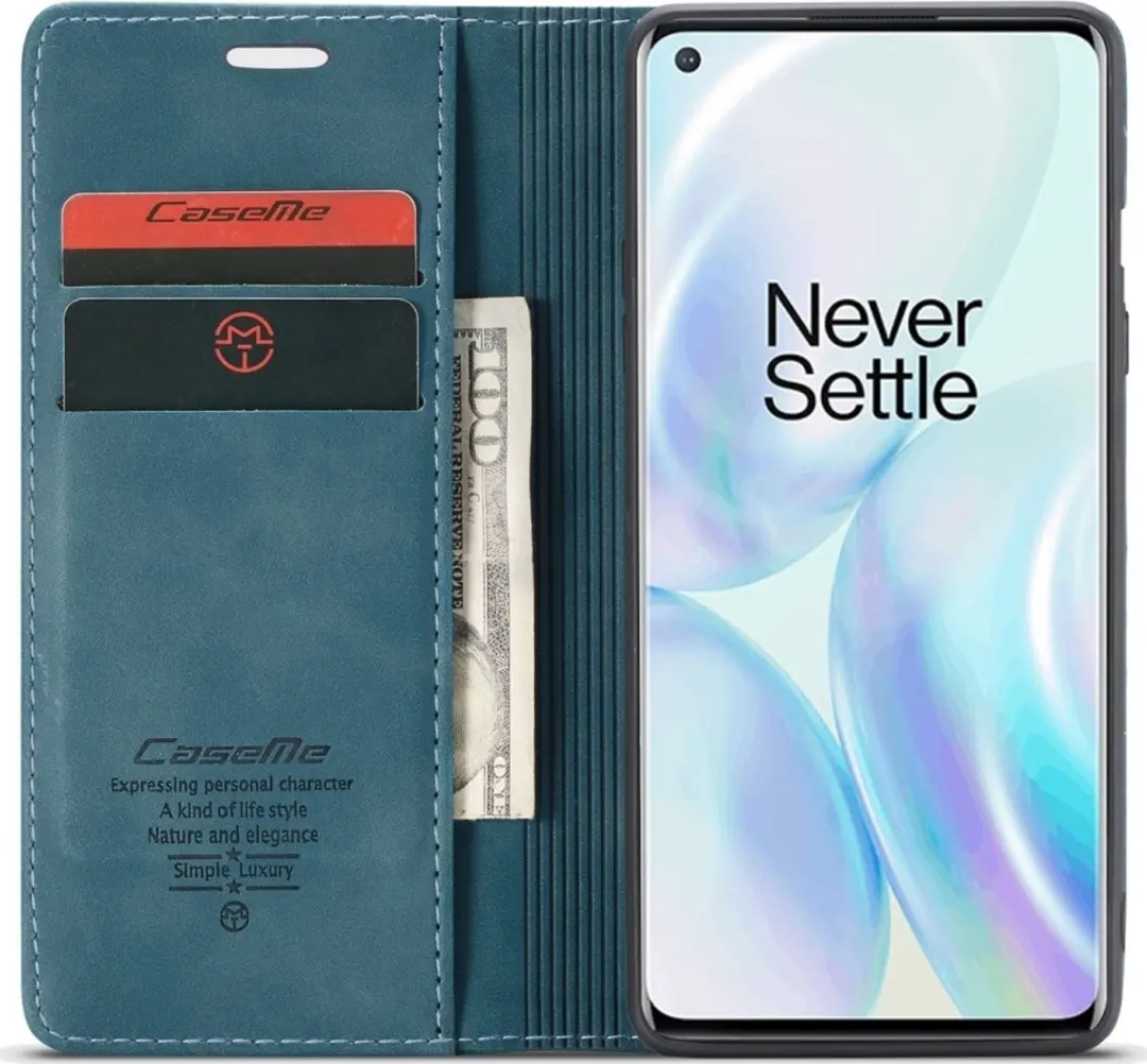 Caseme 013 Bookcase Portemonnee OnePlus 8 - Blauw
