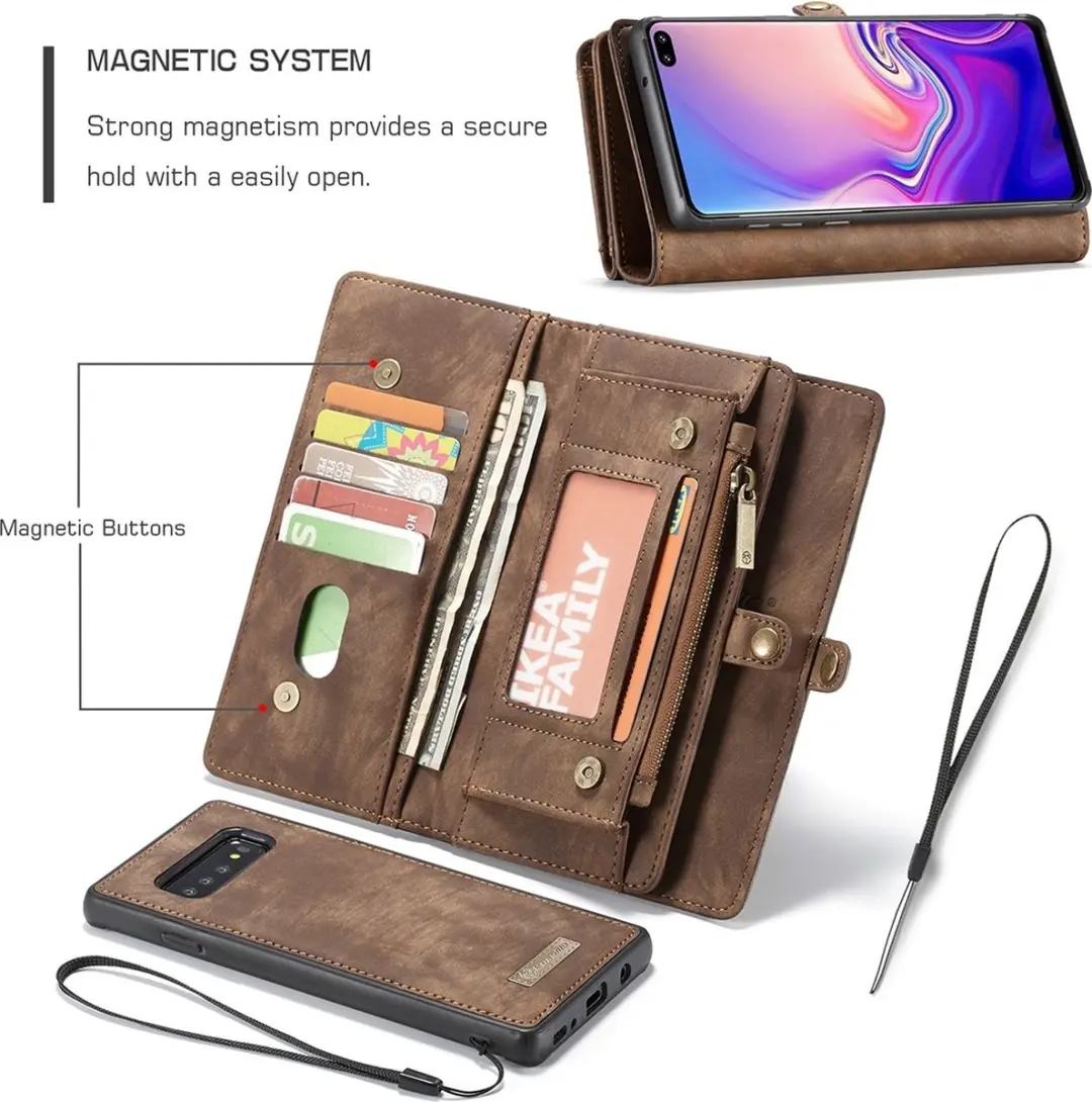Caseme 008 Telefoonhoesje Samsung Galaxy S10+ - Bookcase Portemonnee Bruin