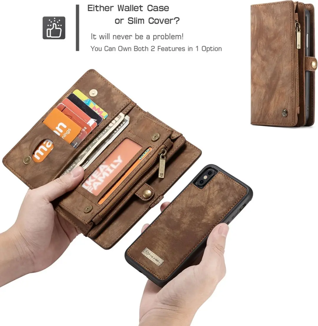 Caseme 008 Telefoonhoesje iPhone X - Bookcase Portemonnee Bruin - afbeelding 6 van 6