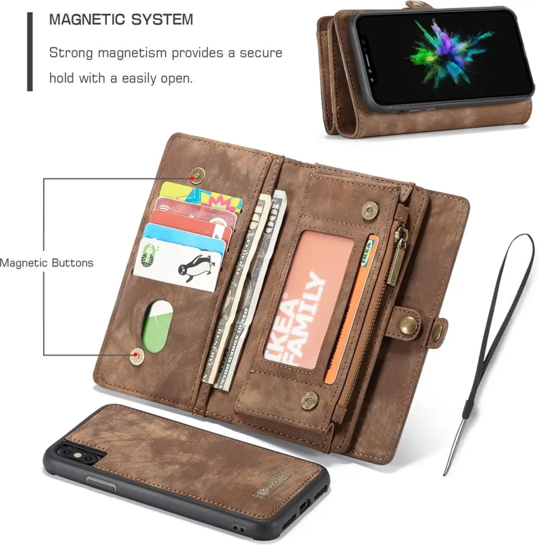 Caseme 008 Telefoonhoesje iPhone X - Bookcase Portemonnee Bruin