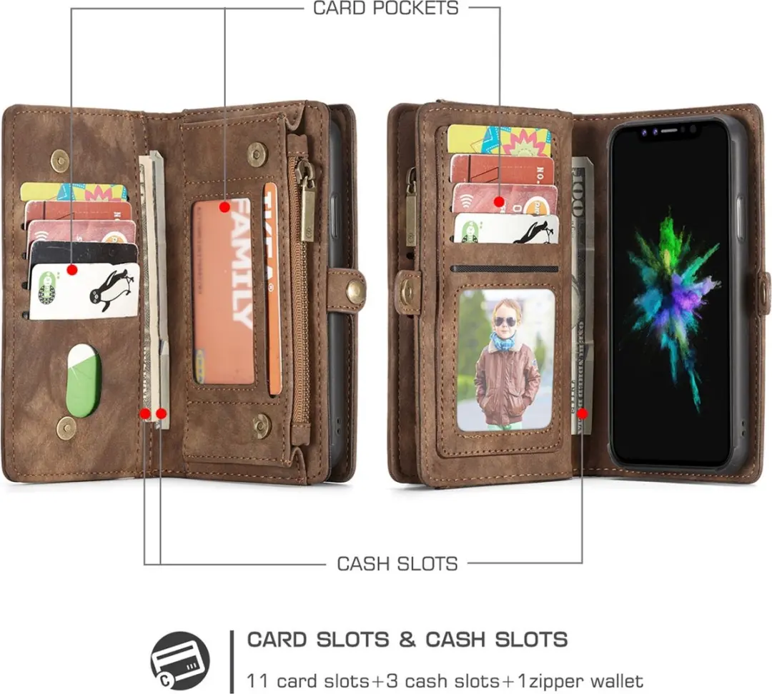 Caseme 008 Telefoonhoesje iPhone X - Bookcase Portemonnee Bruin