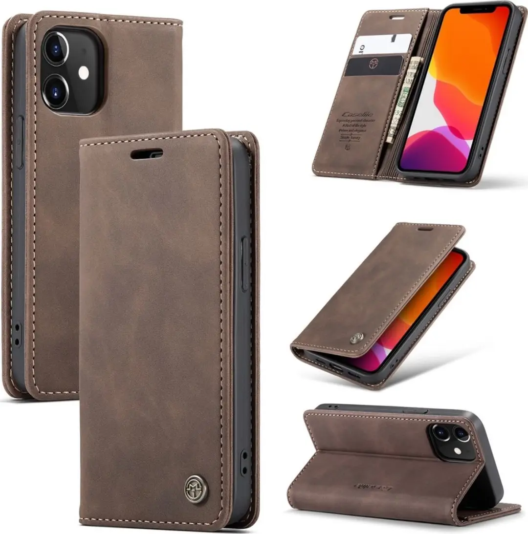 Caseme 013 Bookcase Portemonnee - iPhone 12 Mini - Bruin