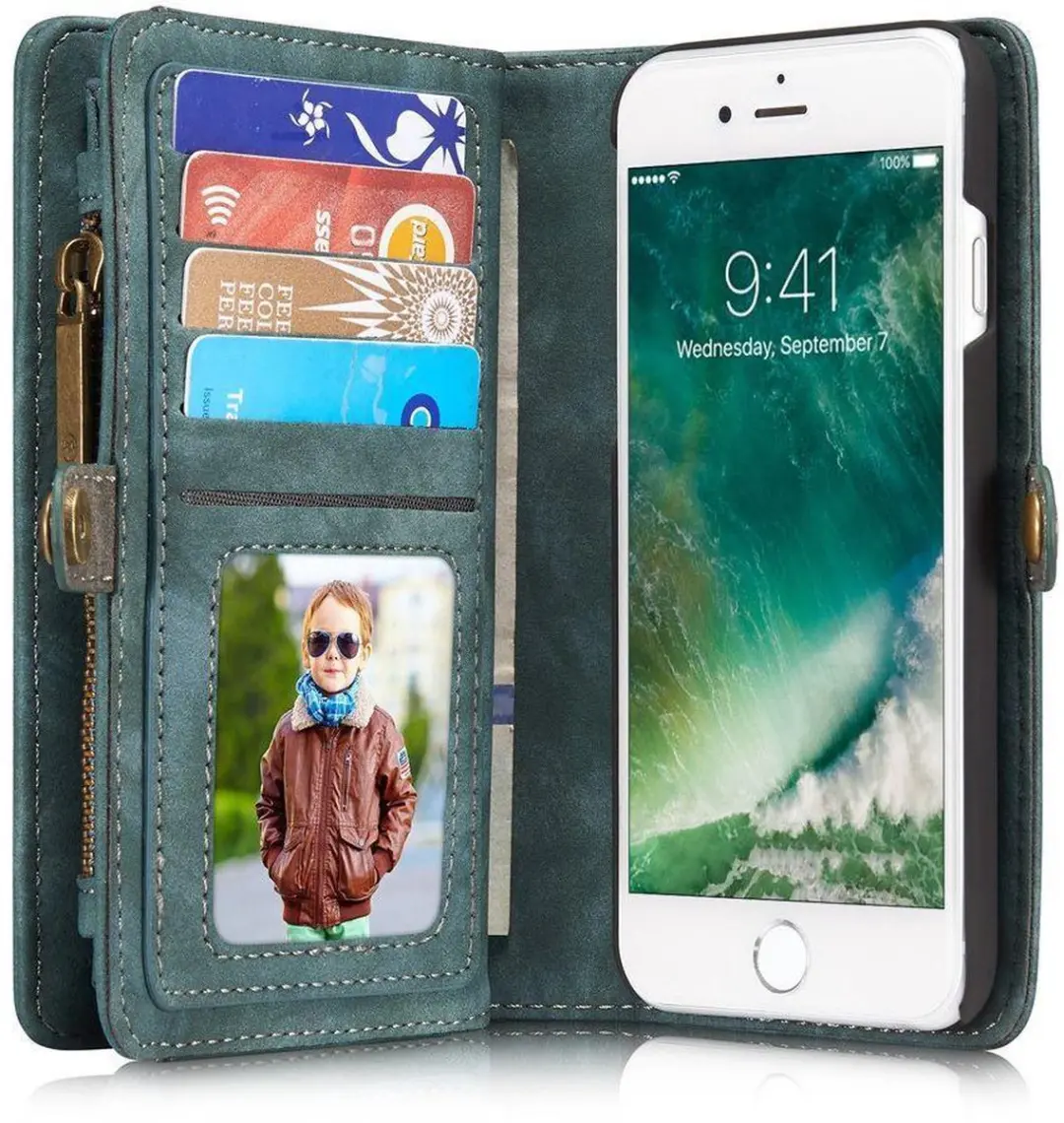 Caseme CSM-3203 Lederen Portemonnee iPhone 7/8/SE 2020 - Groen