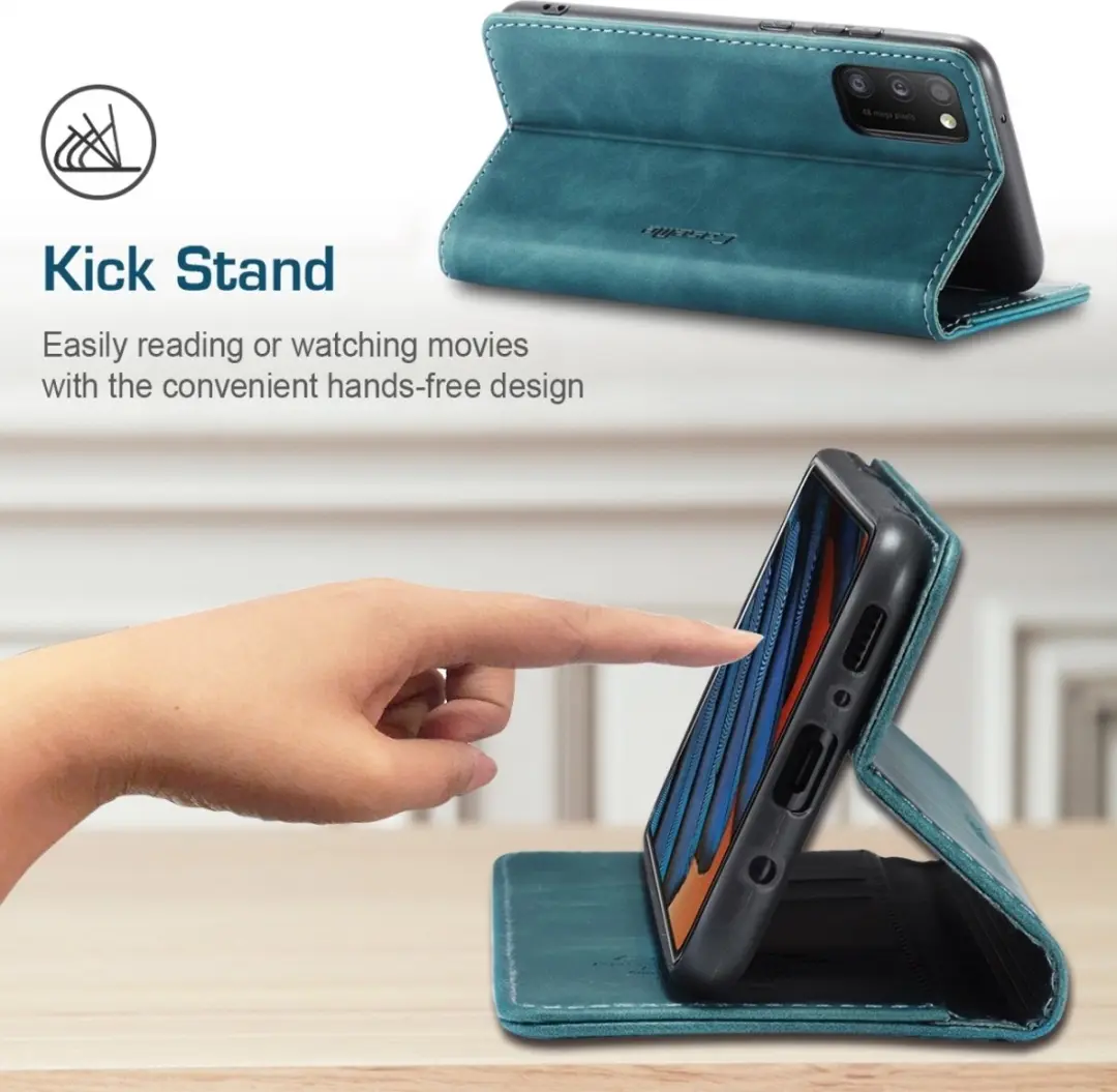 Caseme Samsung Galaxy A41 Kunstlederen Bookcase Hoesje - Blauw - 2 Pasjes