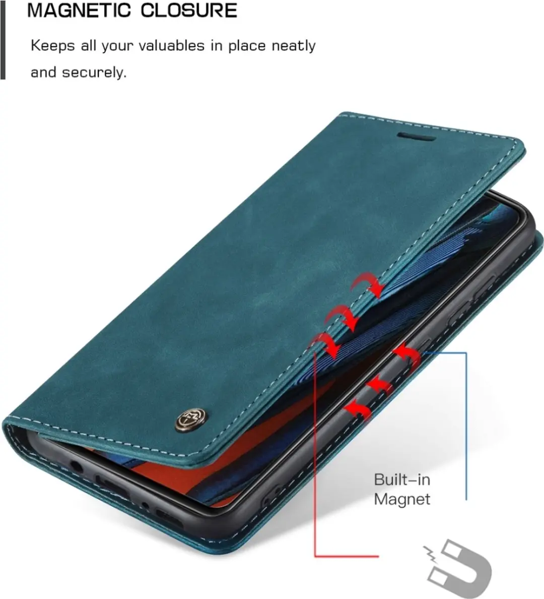 Caseme Samsung Galaxy A41 Kunstlederen Bookcase Hoesje - Blauw - 2 Pasjes