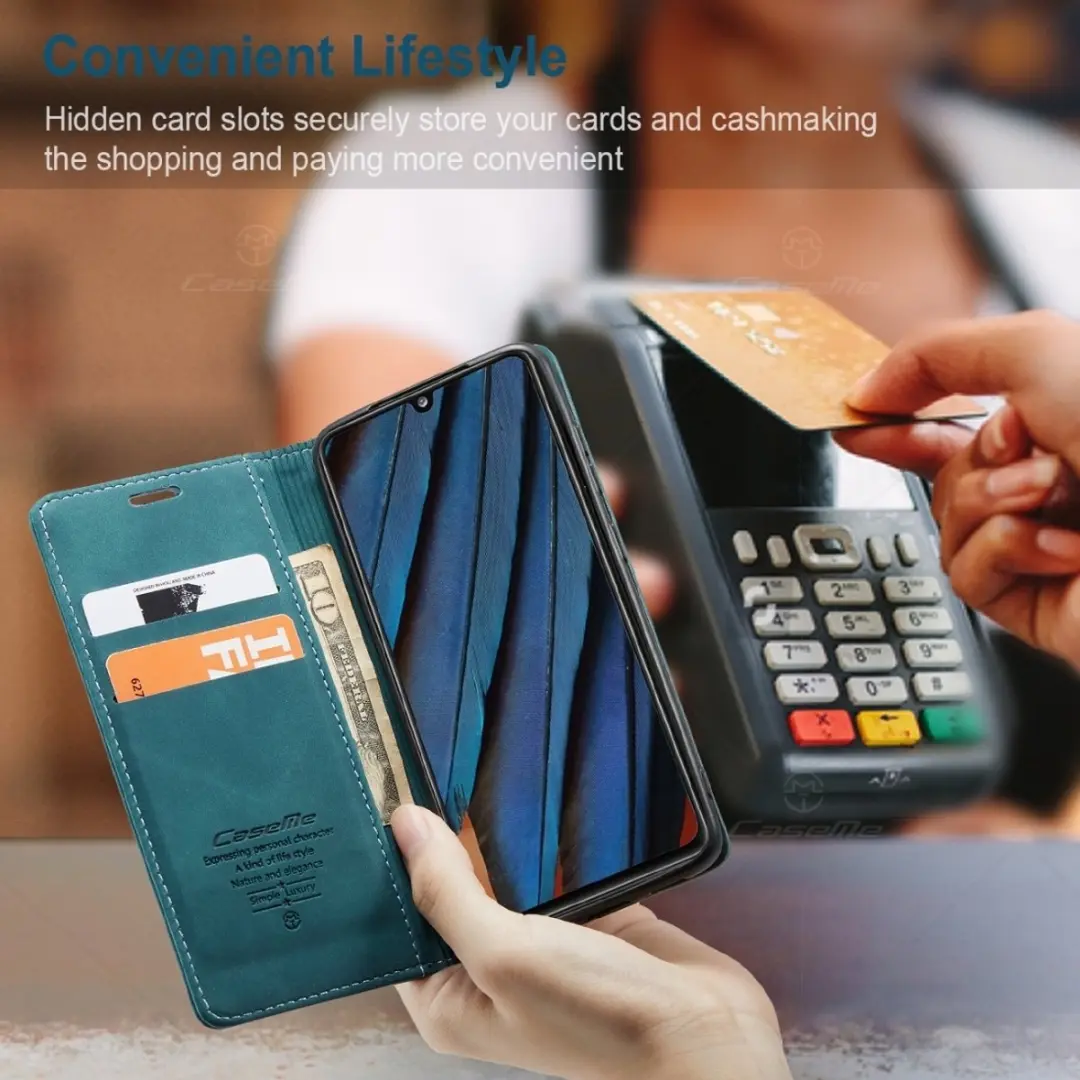 Caseme Samsung Galaxy A41 Kunstlederen Bookcase Hoesje - Blauw - 2 Pasjes