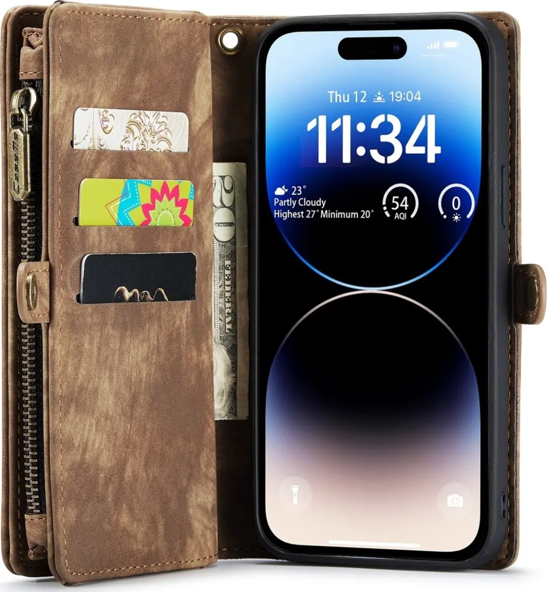 Caseme 008 Telefoonhoesje iPhone 15 Pro - 2in1 Bookcase Portemonnee Bruin