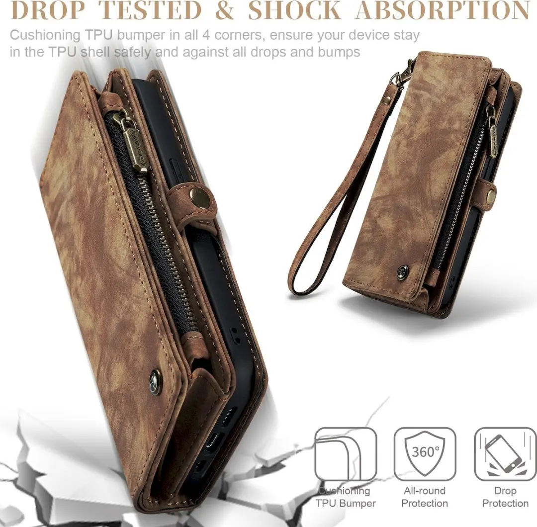 Caseme 008 Telefoonhoesje iPhone 12 Pro Max - 2in1 Bookcase - Bruin - afbeelding 6 van 6