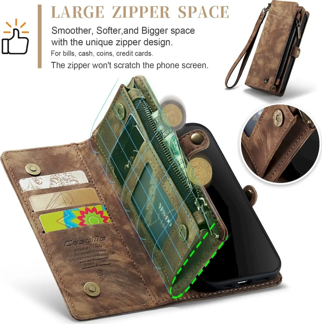 Caseme 008 Telefoonhoesje iPhone 12 Pro Max - 2in1 Bookcase - Bruin