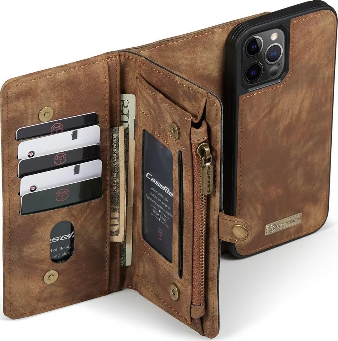 Caseme 008 Telefoonhoesje iPhone 12 Pro - 2in1 Bookcase Bruin - afbeelding 6 van 6