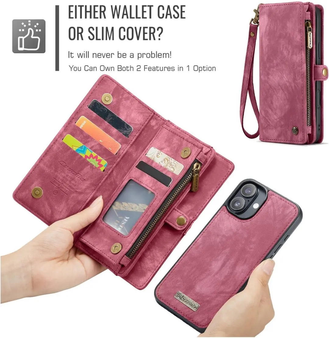 Caseme 008 Telefoonhoesje iPhone 16 - 2in1 Bookcase Rood