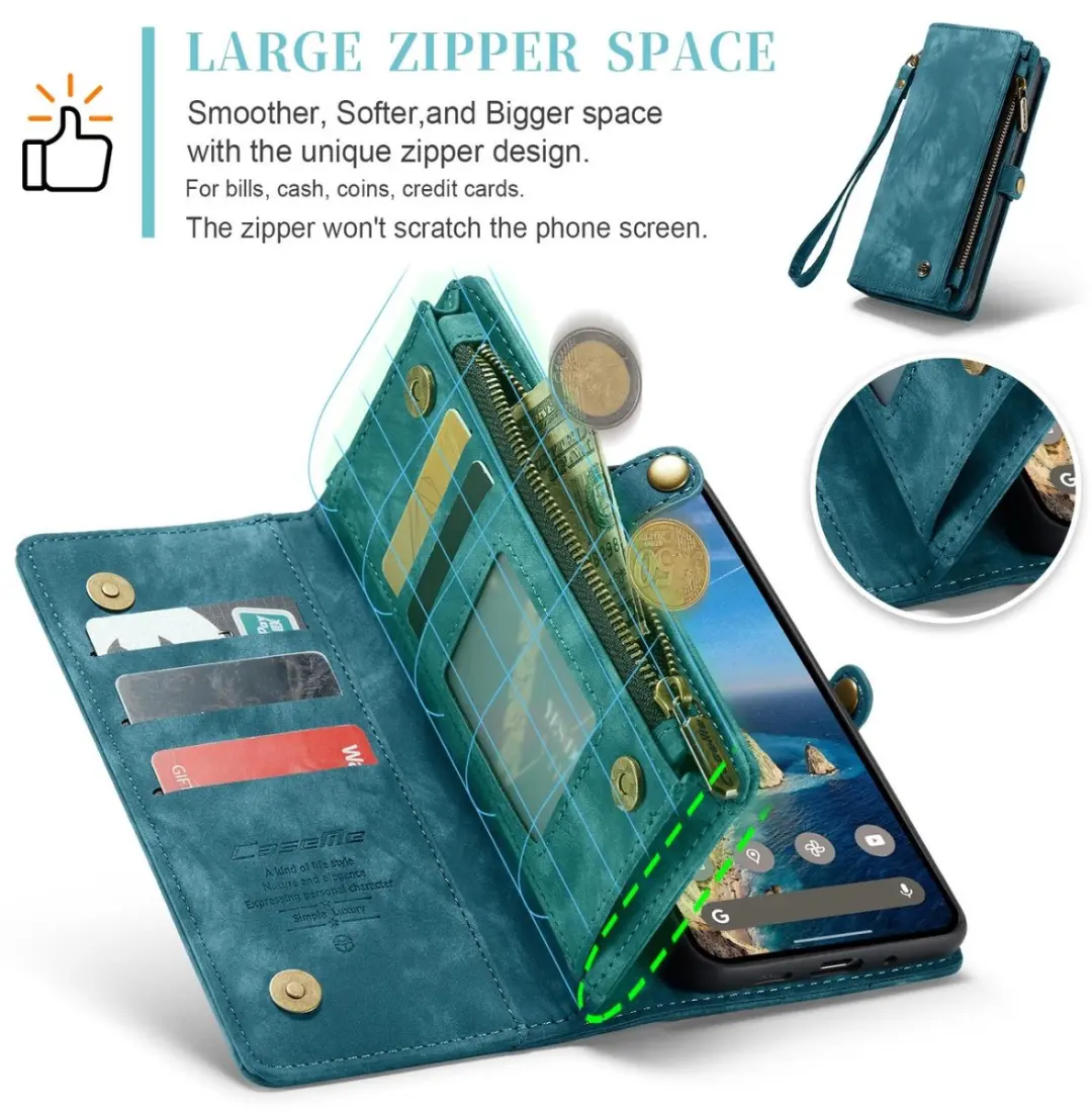 Caseme 008 Telefoonhoesje Bookcase Portemonnee - Google Pixel 9 Pro XL - Blauw