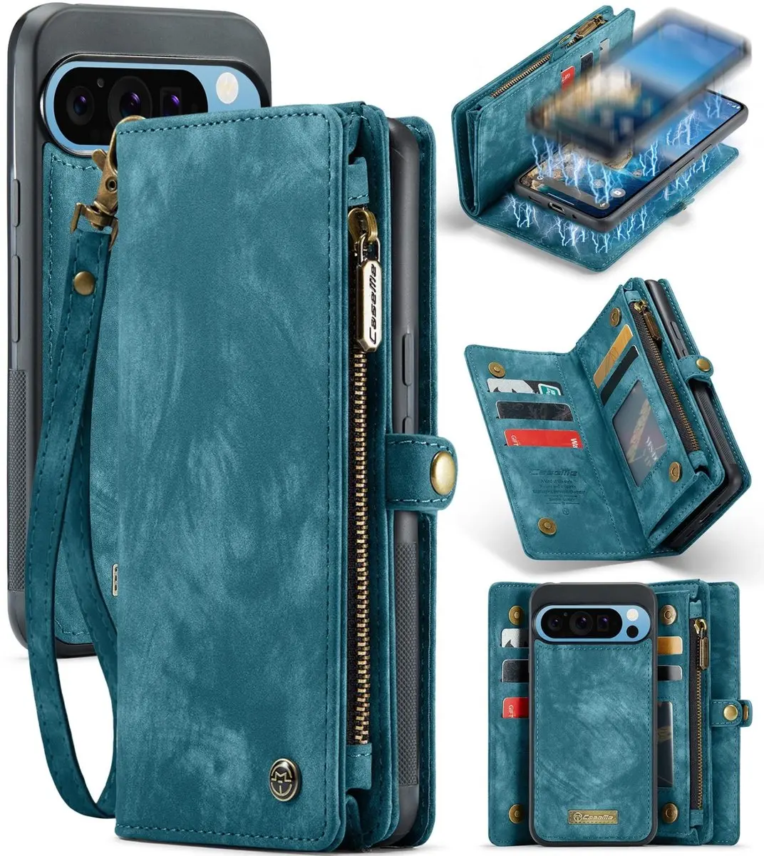 Caseme 008 Telefoonhoesje Bookcase Portemonnee - Google Pixel 9 Pro XL - Blauw