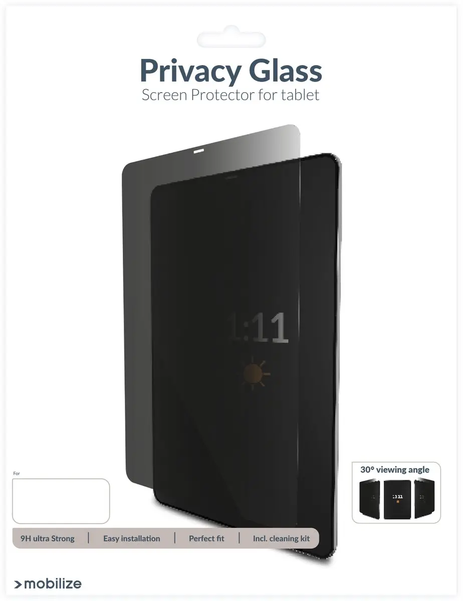 Mobilize iPad 9 (2021) Glazen Screenprotector Privacy - Zwart