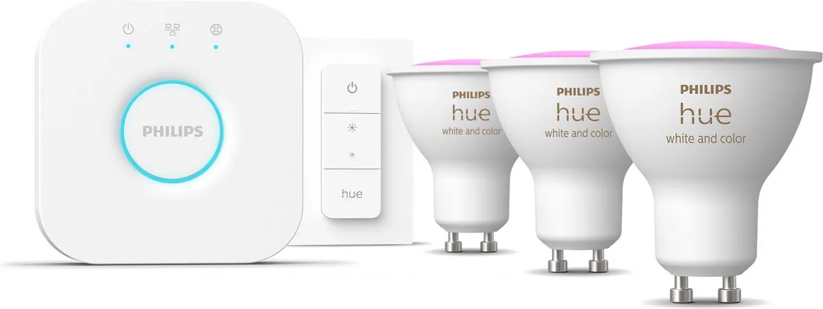 Philips Hue Starterkit 3x GU10 RGBW - 4.2W - Dimmer