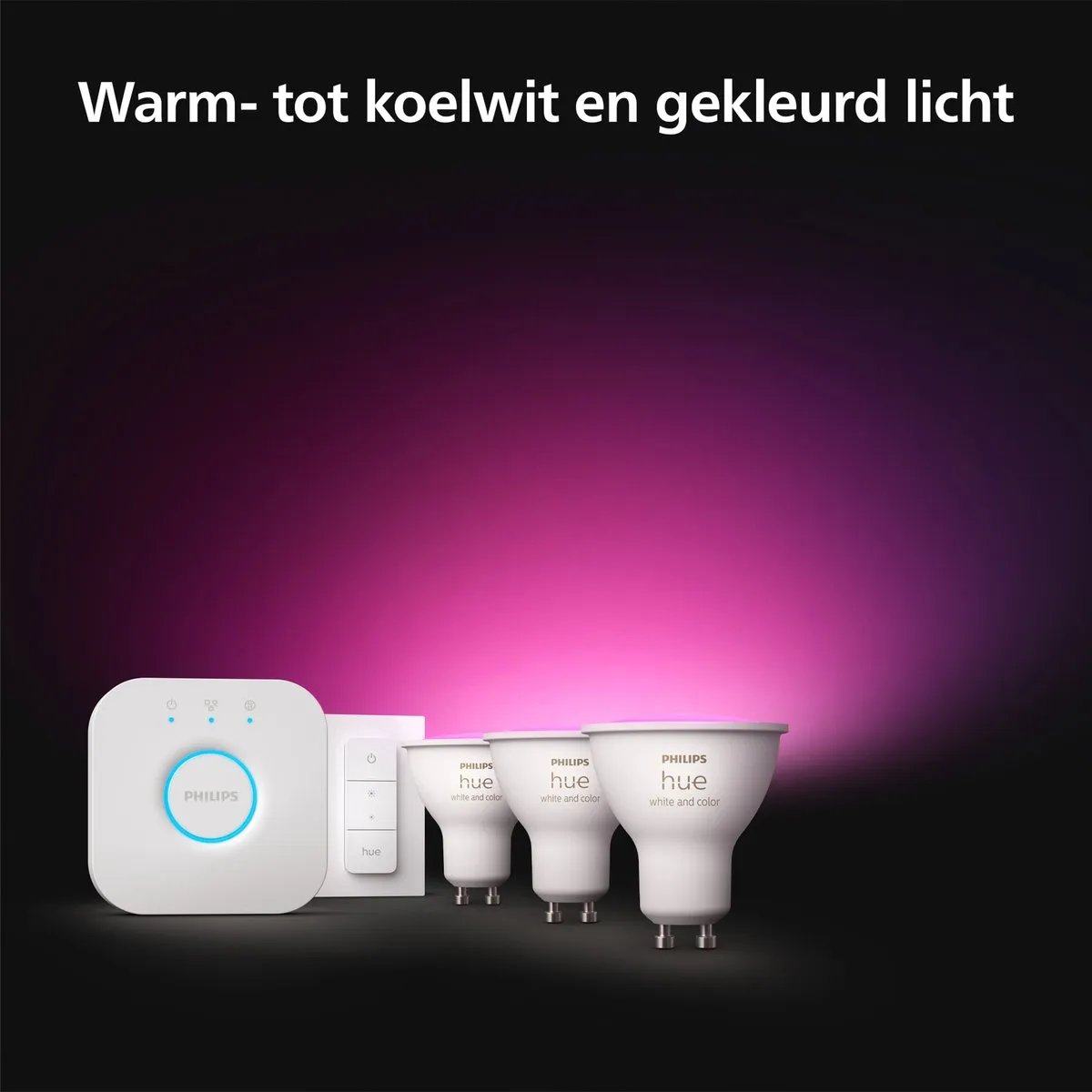 Philips Hue Starterkit 3x GU10 RGBW - 4.2W - Dimmer
