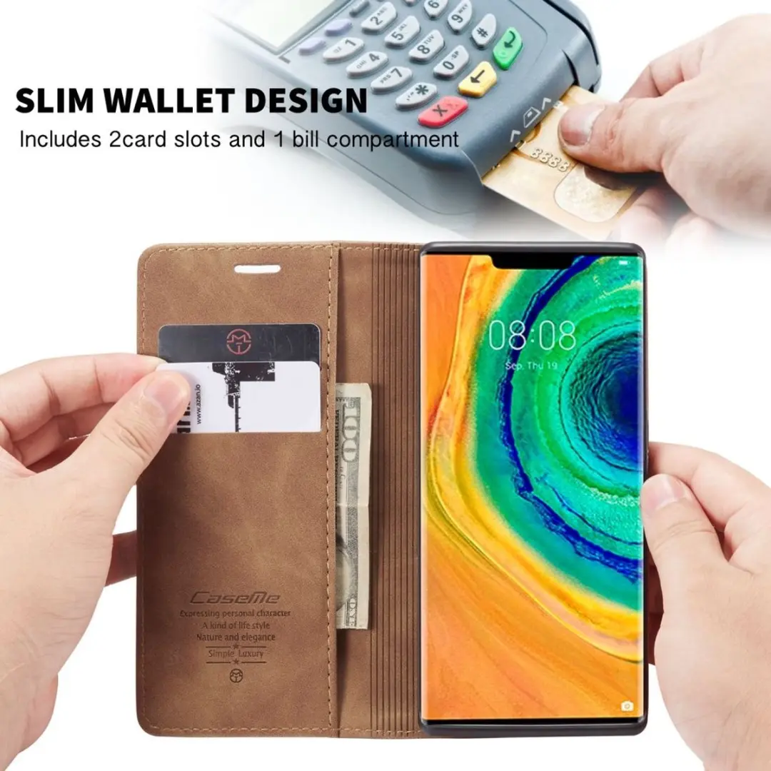 Caseme 013 Bookcase Portemonnee Telefoonhoesje - Huawei Mate 30 Pro - 2 Pasjes - Bruin