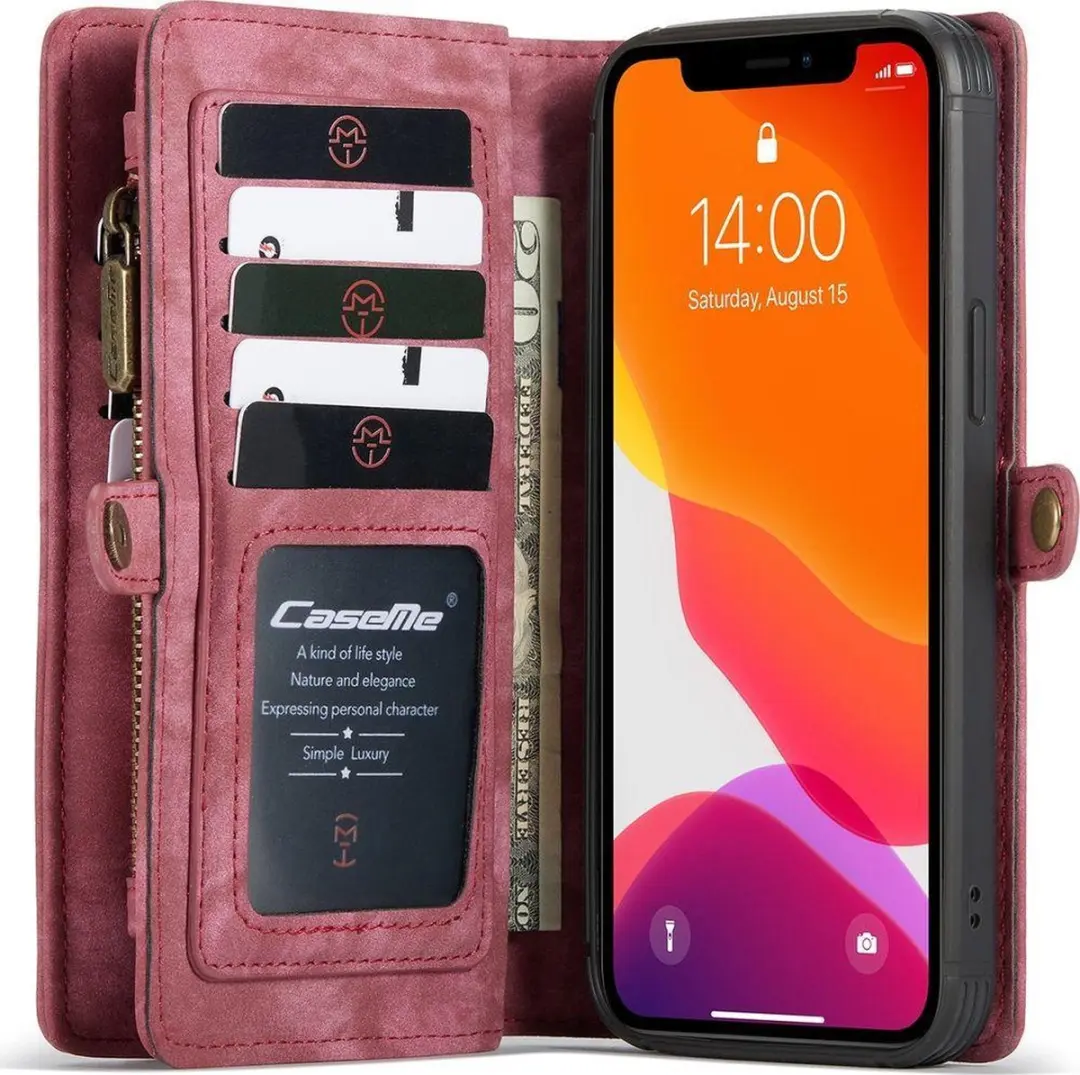 Caseme 008 Telefoonhoesje iPhone 12 Pro - 2in1 Bookcase Rood