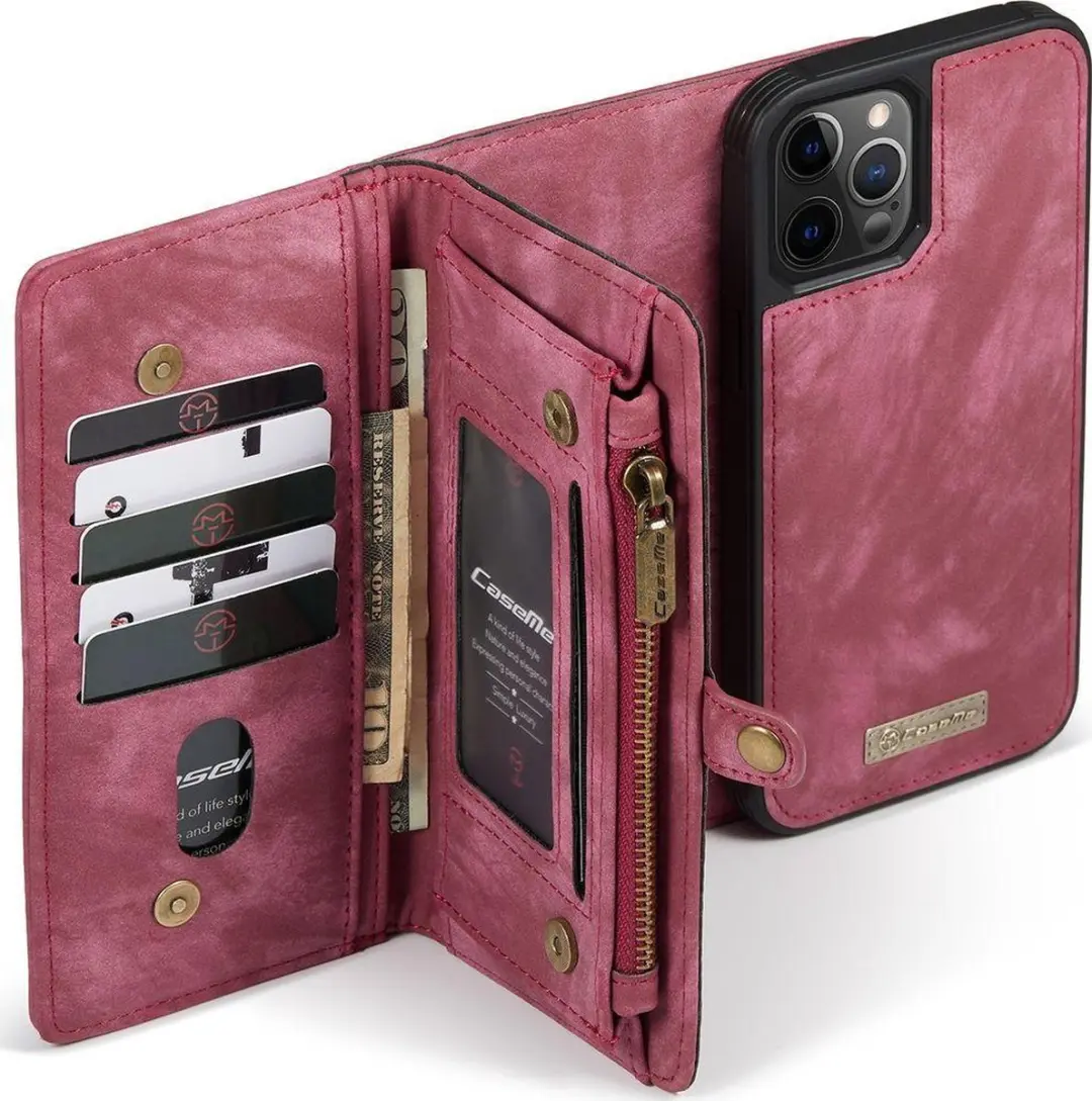 Caseme 008 Telefoonhoesje iPhone 12 Pro - 2in1 Bookcase Rood