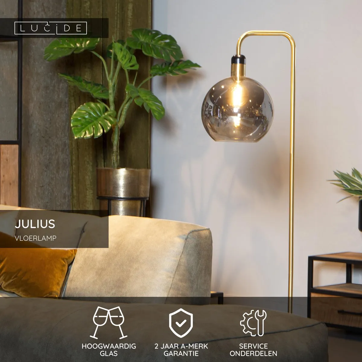 Lucide Julius Vloerlamp Ø28cm - Fumé